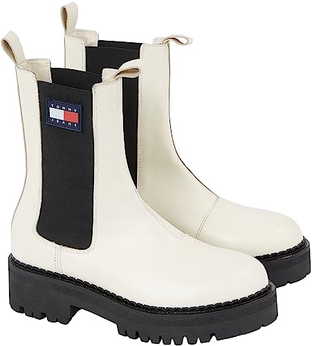 Tommy Jeans Damen Mid Boot Stiefel Urban Chelsea Stiefeletten, Elfenbein (Rich Cream), 37 von Tommy Jeans