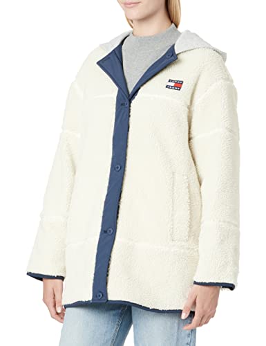 Tommy Jeans Damen Tjw Reversible Sherpa Jacket DW0DW14292 Gewebte Mäntel, Weiß, XS von Tommy Hilfiger