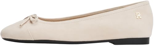Tommy Hilfiger Damen Ballerinas Toe Cap aus Wildleder, Beige (Classic Beige), 42 von Tommy Hilfiger