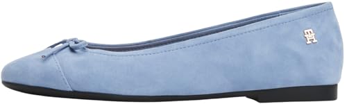 Tommy Hilfiger Damen Ballerinas Toe Cap aus Wildleder, Blau (Brisk Blue), 42 von Tommy Hilfiger