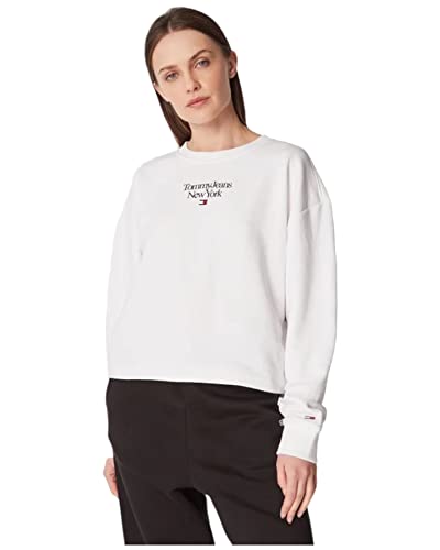 Tommy Hilfiger Damen Tommy Jeans BXY Essential Logo 1 Sweatshirt, weiß-White (White), L von Tommy Hilfiger