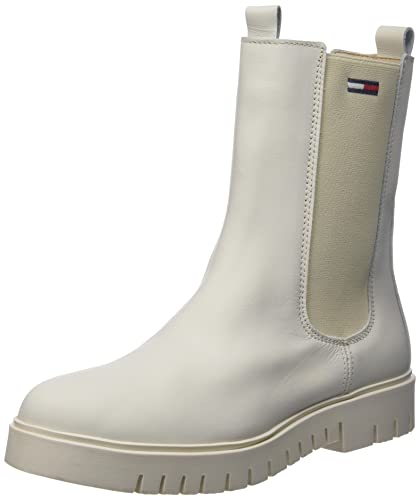 Tommy Hilfiger Damen Tommy Jeans Long Chelsea Boot Niedriger Stiefel, elfenbeinfarben, 39 EU von Tommy Hilfiger