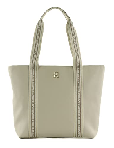 Tommy Hilfiger Damen Tote Bag Tasche Tommy Life Shopper CB mit Reißverschluss, Elfenbein (Feather White/Oatmilk Mix), Einheitsgröße von Tommy Hilfiger