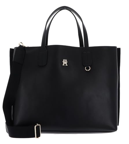 Tommy Hilfiger Damen Tote Bag Tasche Iconic Tommy Satchel Mittelgroß, Schwarz (Black), Onesize von Tommy Hilfiger