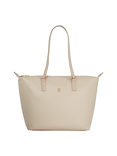 Tommy Hilfiger Damen Tote Bag Tasche Poppy Plus mit Reißverschluss, Beige (Merino), Onesize von Tommy Hilfiger