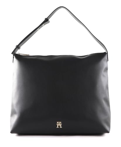 Tommy Hilfiger Damen Tote Bag Tasche TH Casual Hobo mit Reißverschluss, Schwarz (Black), Einheitsgröße von Tommy Hilfiger