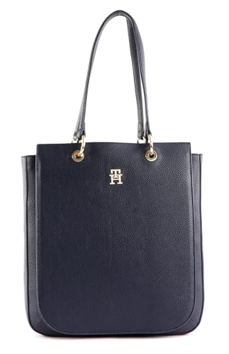 Tommy Hilfiger Damen Tote Bag Tasche TH Emblem Work Tote mit Reißverschluss, Blau (Space Blue), Einheitsgröße von Tommy Hilfiger