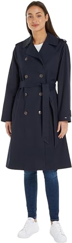 Tommy Hilfiger Damen Trenchcoat Cotton Classic Lang, Blau (Desert Sky), 34 von Tommy Hilfiger