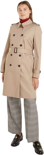 Tommy Hilfiger Damen Trenchcoat Cotton Slim Fit Kurz, Beige (Beige), 40 von Tommy Hilfiger
