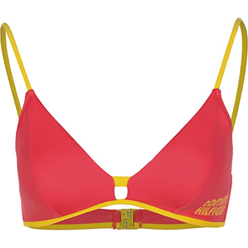 Tommy Hilfiger Damen Triangle Fixed Bikinioberteil, Laser Pink, L von Tommy Hilfiger