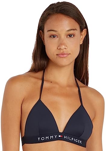 Tommy Hilfiger Damen Bikini Oberteil Triangel Gepolstert, Blau (Desert Sky), L von Tommy Hilfiger