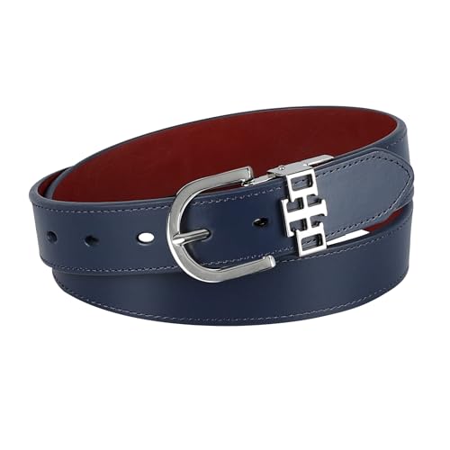 Tommy Hilfiger Damen Two-in-one Reversible Slim Width Casual Leather Belt for Jeans, Trousers and Dresses Gürtel, Marineblau/rot, XL von Tommy Hilfiger
