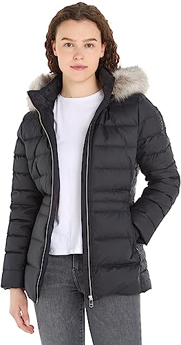 Tommy Hilfiger Damen Daunenjacke Down Jacket With Fur Winter, Schwarz (Black), XXS von Tommy Hilfiger