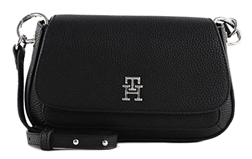 Tommy Hilfiger Damen Umhängetasche TH Emblem Flap Crossover Klein, Schwarz (Black), Einheitsgröße von Tommy Hilfiger