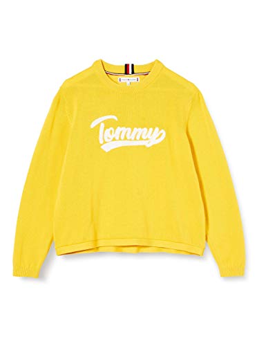 Tommy Hilfiger Damen Varsity Logo Sweater Pullover, Valley Yellow, 10 Tommy Hilfiger Damen Varsity Logo Sweater Pullover, Valley Yellow, 10 von Tommy Hilfiger