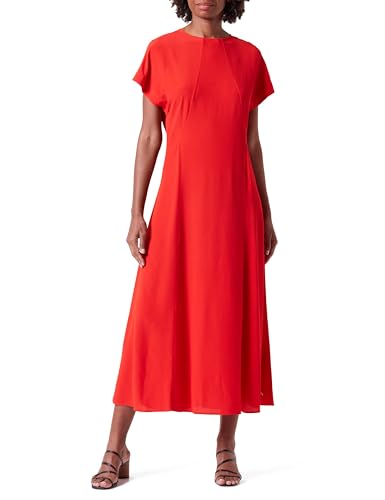 Tommy Hilfiger Damen Kleid Viscose Crepe Maxi Dress Kurzarm, Rot (Fierce Red), 36 von Tommy Hilfiger