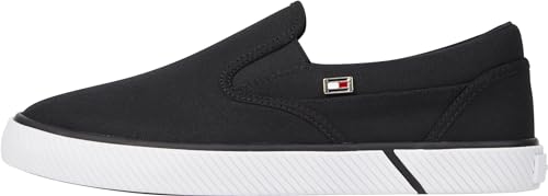 Tommy Hilfiger Damen Canvas Sneaker Canvas Slip-On Slipper, Schwarz (Black), 37 von Tommy Hilfiger