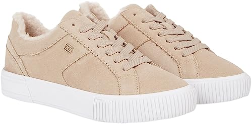 Tommy Hilfiger Damen Vulcanized Sneaker Suede Schuhe, Beige (Merino), 40 von Tommy Hilfiger