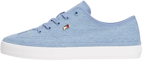 Tommy Hilfiger Damen Vulcanized Sneaker Washed Canvas Low Top, Blau (Brisk Blue), 42 von Tommy Hilfiger