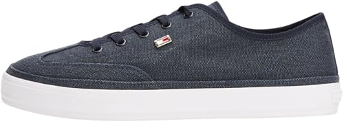 Tommy Hilfiger Damen Vulcanized Sneaker Washed Canvas Low Top, Blau (Space Blue), 40 von Tommy Hilfiger