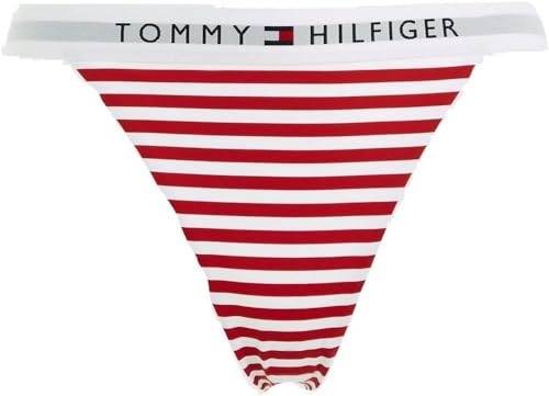 Tommy Hilfiger Damen Bikinihose Cheeky Bikini Sport, Rot (TH Original Stripe/Primary Red), L von Tommy Hilfiger