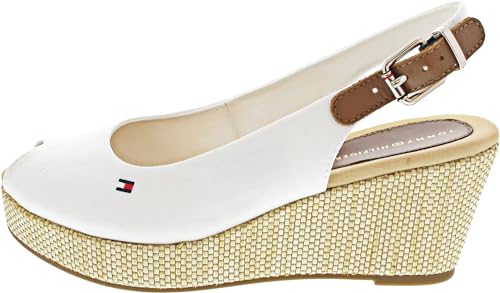 Tommy Hilfiger Damen Wedge Espadrilles Iconic Sling Back Keilabsatz, Weiß (Ecru), 40 von Tommy Hilfiger