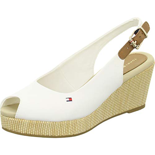 Tommy Hilfiger Damen Wedge Espadrilles Iconic Elba Sling Back Wedge Keilabsatz, Weiß (Ivory), 36 EU von Tommy Hilfiger