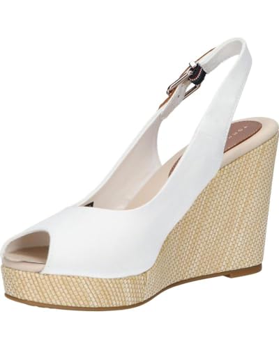 Tommy Hilfiger Damen Wedge Espadrilles Iconic Elena Sling Back Wedge Keilabsatz, Weiß (Ecru), 37 von Tommy Hilfiger