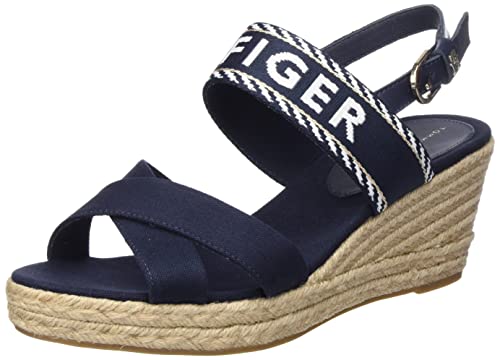 Tommy Hilfiger Damen Wedge Espadrilles Seasonal Webbing Mid Wedge Keilabsatz, Blau (Space Blue), 36 EU von Tommy Hilfiger