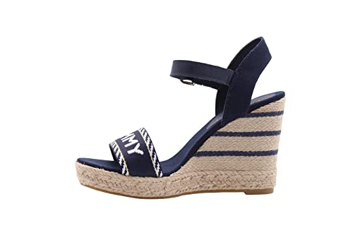 Tommy Hilfiger Damen Wedge Espadrilles Seasonal Webbing Wedge Keilabsatz, Blau (Space Blue), 38 EU von Tommy Hilfiger