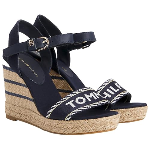 Tommy Hilfiger Damen Wedge Espadrilles Seasonal Webbing Wedge Keilabsatz, Blau (Space Blue), 40 EU von Tommy Hilfiger