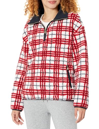 Tommy Hilfiger Damen Weiche Reißverschluss Sherpa-Jacke mit 1/4-Reißverschluss, Soft Ivory Multi, M von Tommy Hilfiger