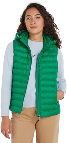 Tommy Hilfiger Damen Weste Padded Global Stripe Steppweste, Grün (Olympic Green), XS von Tommy Hilfiger
