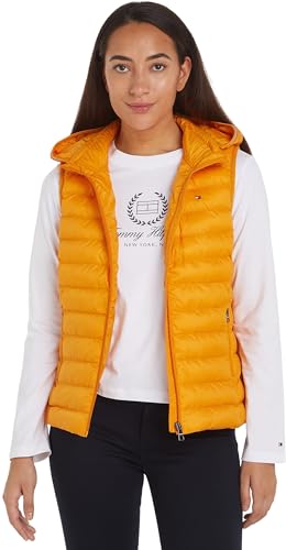 Tommy Hilfiger Damen Weste Padded Global Stripe Steppweste, Orange (Rich Ochre), M von Tommy Hilfiger