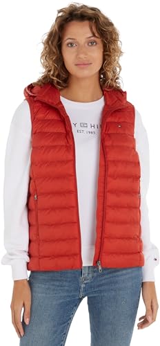 Tommy Hilfiger Damen Weste Padded Global Stripe Steppweste, Rot (Terra Red), XXS von Tommy Hilfiger