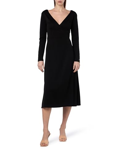 Tommy Hilfiger Damen Wickelkleid mit V-Ausschnitt, Schwarz (Black), XXL von Tommy Hilfiger