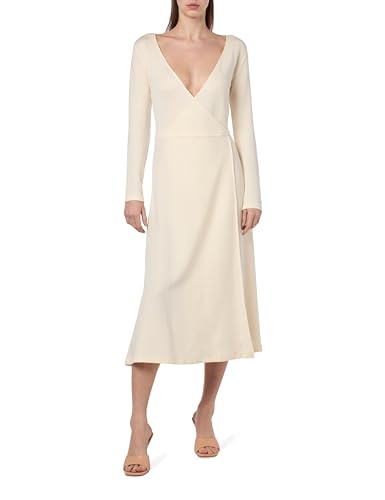 Tommy Hilfiger F&F WRAP MIDI DRESS LS Wickelkleider Damen, Beige (Calico), S von Tommy Hilfiger