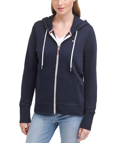 Tommy Hilfiger Damen Zip-up Hoodie-Klassisches Sweatshirt Kordelzug und Kapuze Kapuzenpullover, Kapitän des Himmels (Sky Captain), XXL von Tommy Hilfiger