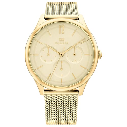 Tommy Hilfiger Multi Zifferblatt Quarz Uhr für Damen mit Goldfarben Edelstahl-Mesh-Gliederarmband - 1782458 von Tommy Hilfiger