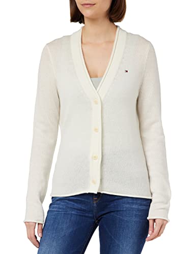 Tommy Hilfiger Damen Cardigan Soft Wool mit Knopfleiste, Weiß (Ecru), S von Tommy Hilfiger