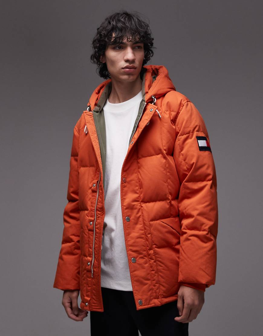 Tommy Hilfiger - Daunen-Parka in leuchtendem Orange mit quadratischer Steppung von Tommy Hilfiger