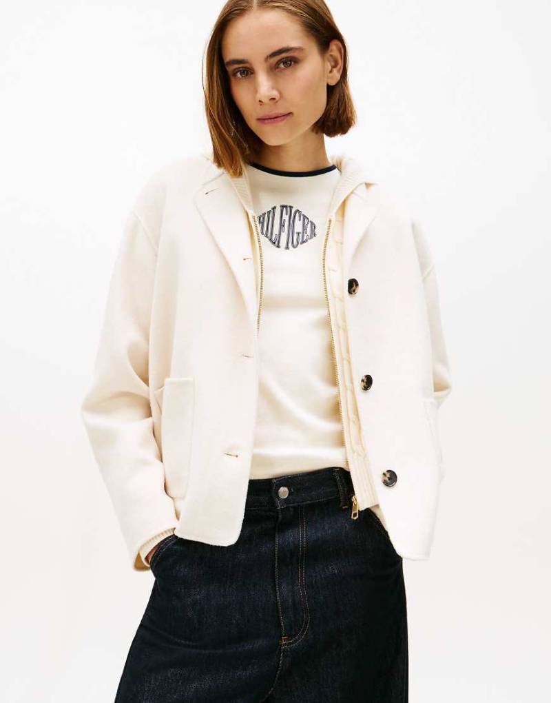 Tommy Hilfiger - Doubleface-Bomberjacke aus Wollmix in Beige-Neutral von Tommy Hilfiger