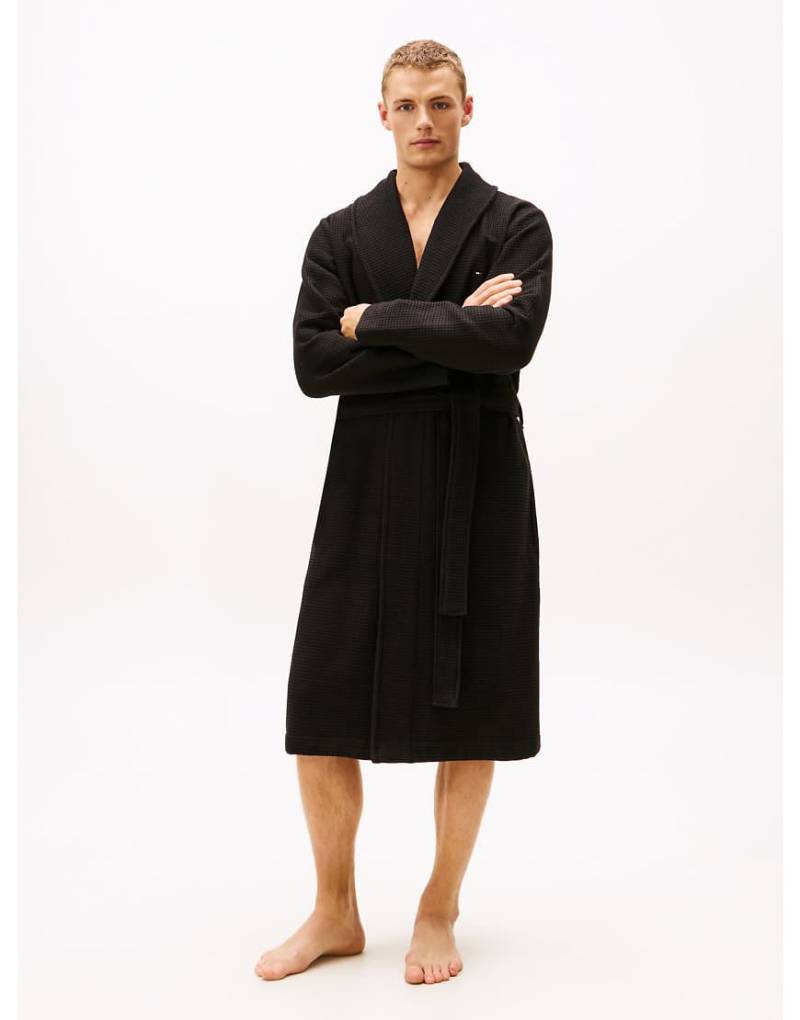 Tommy Hilfiger - Essential - Bademantel aus Waffelstrick in Schwarz von Tommy Hilfiger