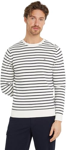Tommy Hilfiger Herren Pullover Essential Cotton Crew Neck aus Baumwolle, Mehrfarbig (Ivory/Desert Sky), 3XL von Tommy Hilfiger