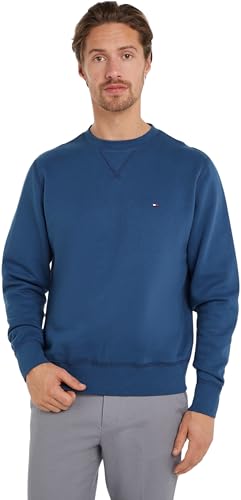 Tommy Hilfiger Herren Sweatshirt Essential Fleece Crew Neck Regular Fit, Blau (Aegean Sea), 3XL von Tommy Hilfiger