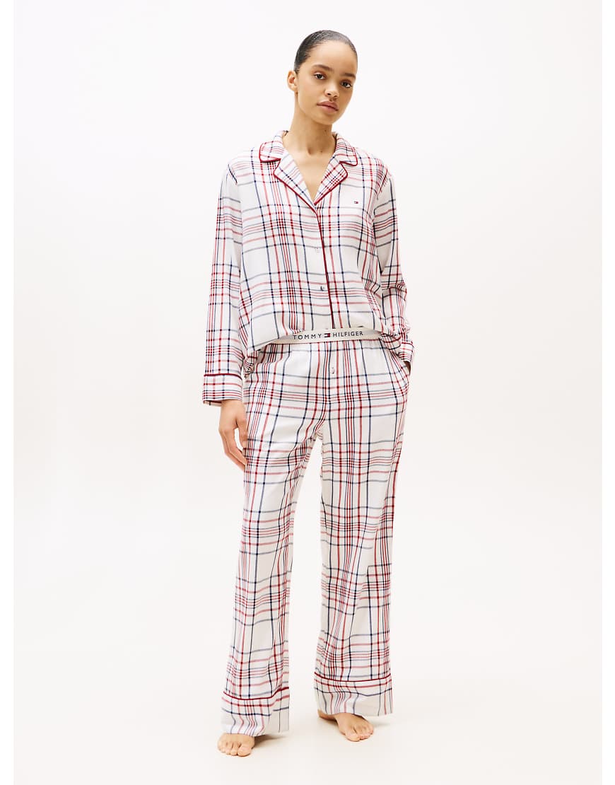 Tommy Hilfiger - Essential - Geschenkbox mit Pyjama aus mehrfarbigem Flanell und Hausschuhen-Neutral von Tommy Hilfiger