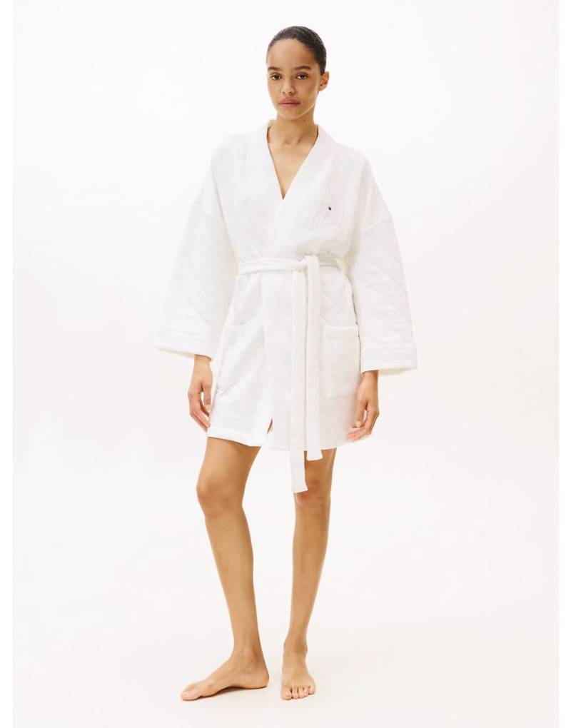 Tommy Hilfiger - Essential - Gesteppter Bademantel aus Jacquard-Jersey in Weiß von Tommy Hilfiger