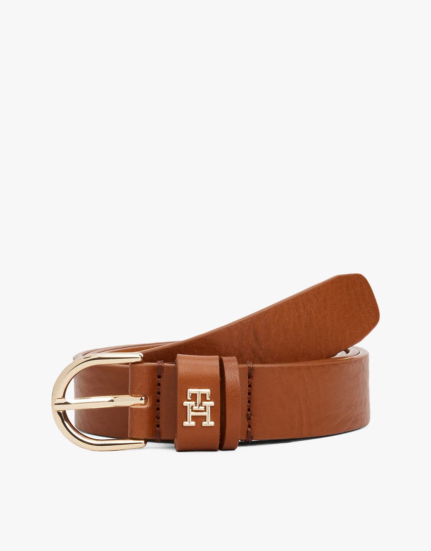 Tommy Hilfiger - Essential - Gürtel aus Leder in Hellbraun mit TH-Monogramm-Brown von Tommy Hilfiger