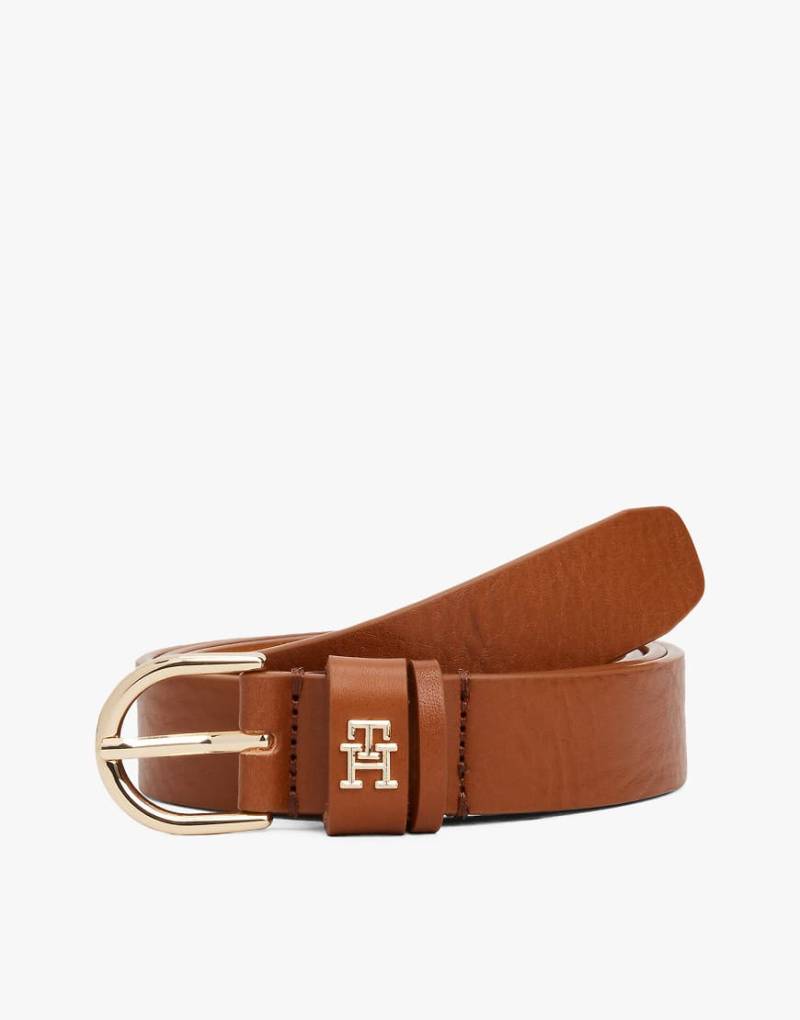 Tommy Hilfiger - Essential - Gürtel aus Leder in Hellbraun mit TH-Monogramm-Brown von Tommy Hilfiger