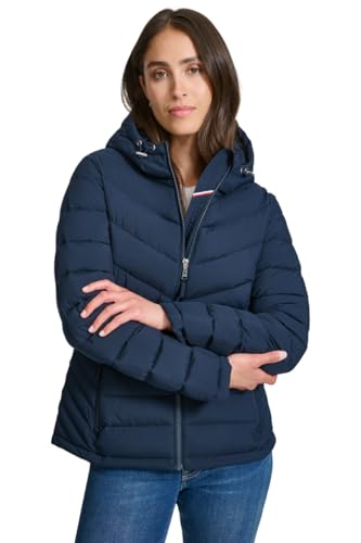 Tommy Hilfiger Essential Lightweight Packable Puffer Jacket für Damen, Marineblau, S von Tommy Hilfiger